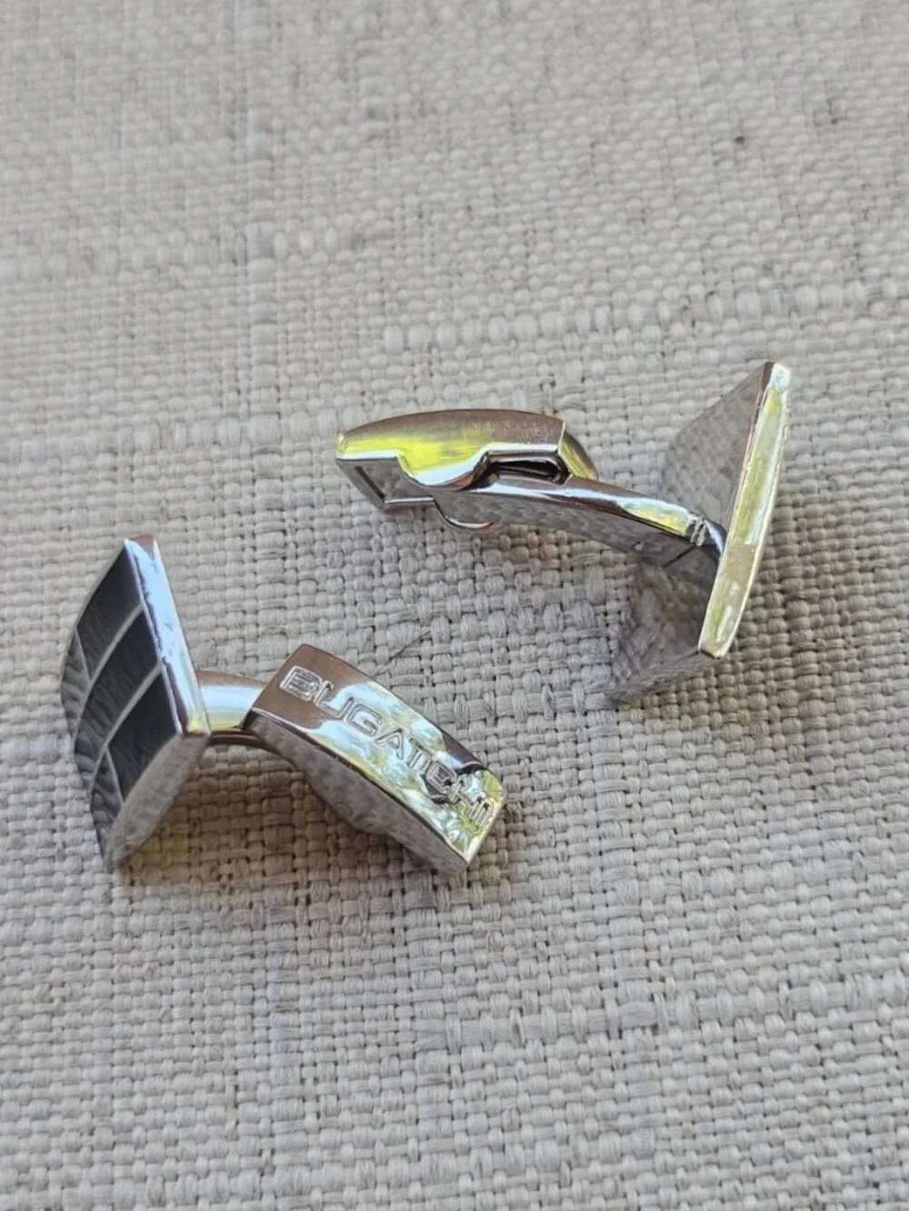 Bughatchi Cuff Link Father day Gifts Cufflinks Black/Silver Tone Stud Cuff Link